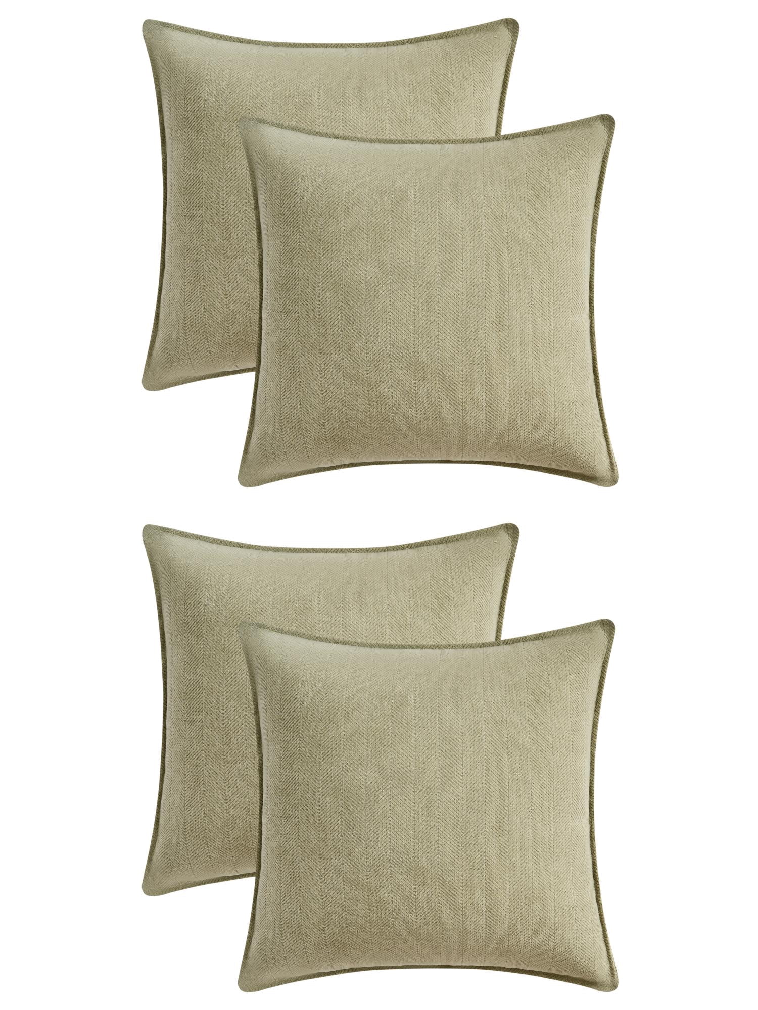 Unique Bargains 4 Pcs Soft Chenille Pillow Covers Light Green 16" x 16"/20" x 20"