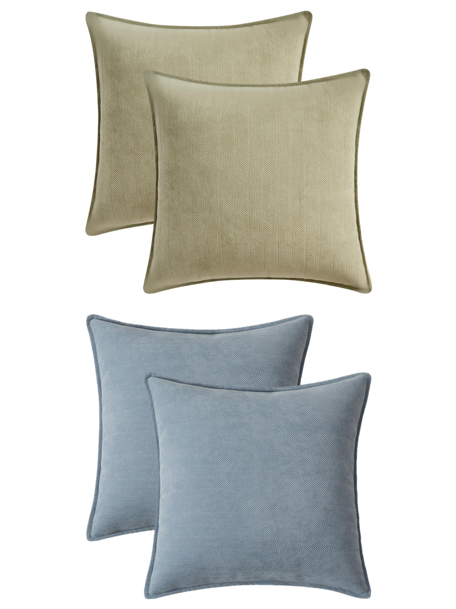 Unique Bargains 4 Pcs Soft Chenille Pillow Covers Light Green/Blue