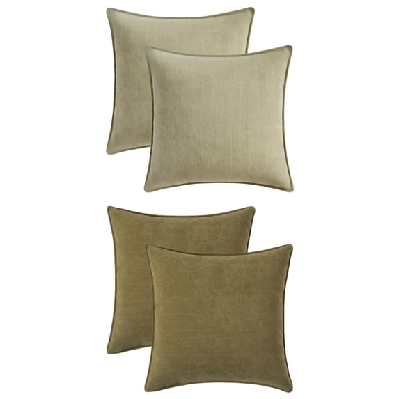 Unique Bargains 4 Pcs Soft Chenille Pillow Covers Light Green/Green