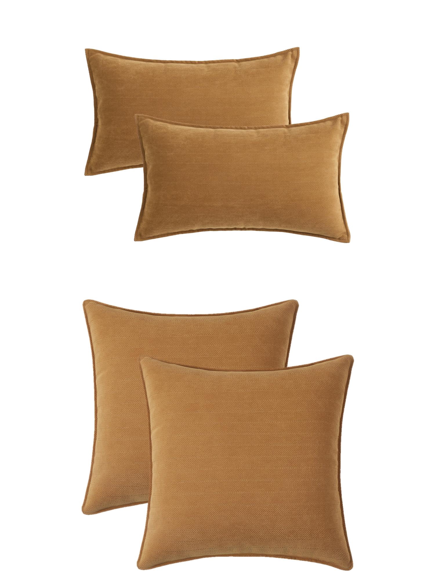 Unique Bargains 4 Pcs Soft Chenille Pillow Covers Peru Color 12" x 20"/20" x 20"