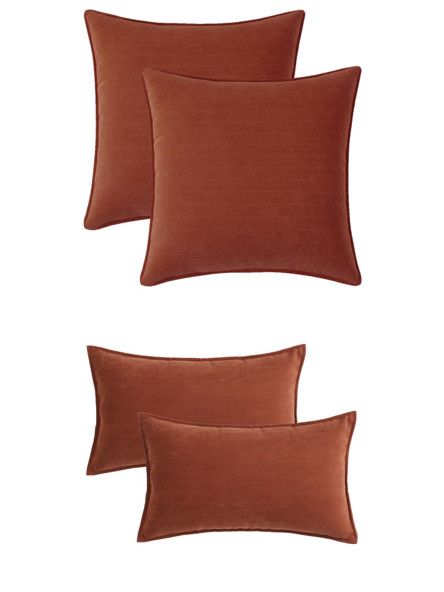 Unique Bargains 4 Pcs Soft Chenille Pillow Covers Sienna Color 12" x 20"/18" x 18"