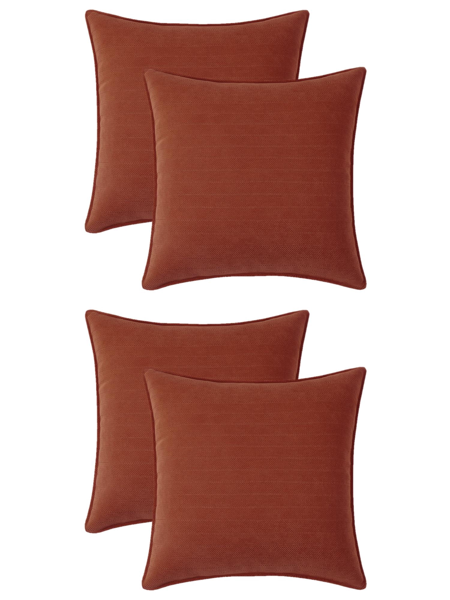 Unique Bargains 4 Pcs Soft Chenille Pillow Covers Sienna Color 16" x 16"/18" x 18"