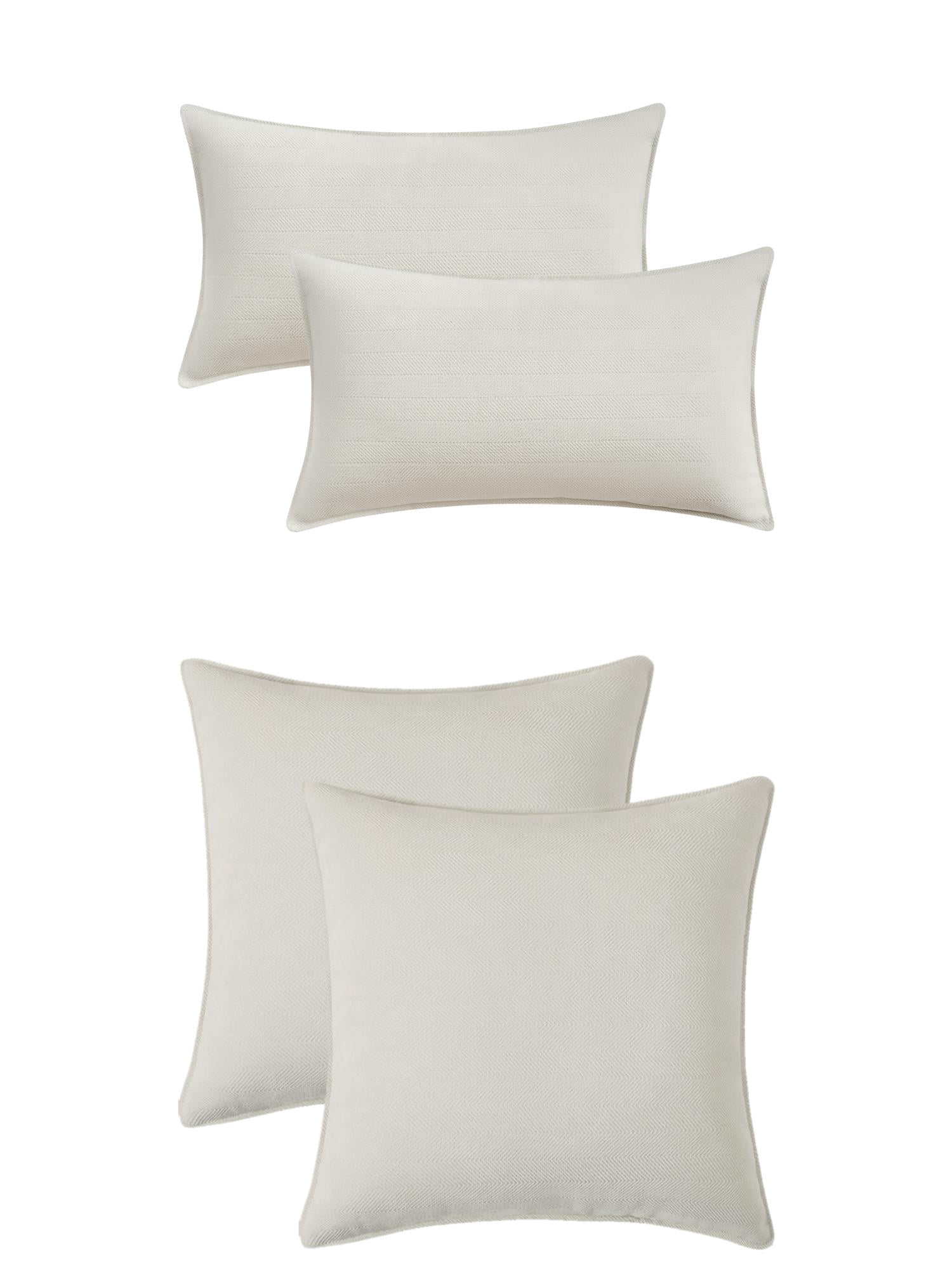 Unique Bargains 4 Pcs Soft Chenille Pillow Covers White 12" x 20"/18" x 18"