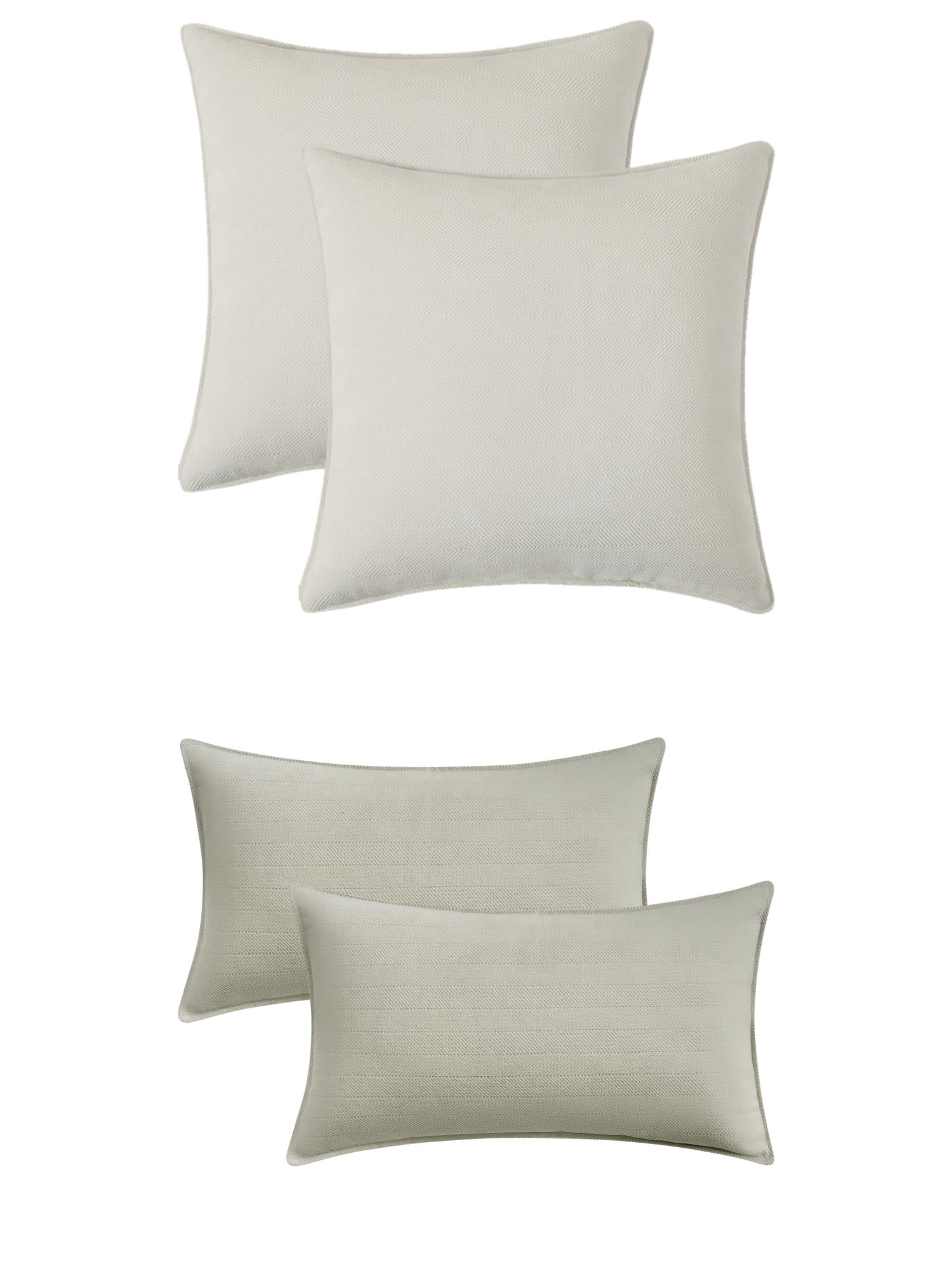 Unique Bargains 4 Pcs Soft Chenille Pillow Covers White/Beige