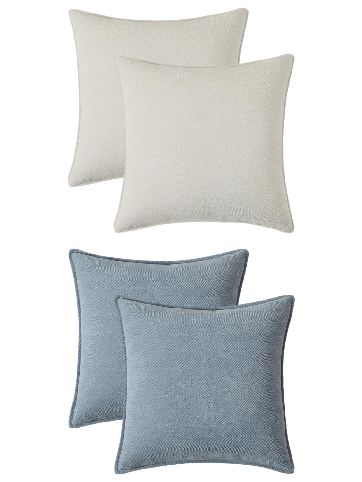 Unique Bargains 4 Pcs Soft Chenille Pillow Covers White/Blue