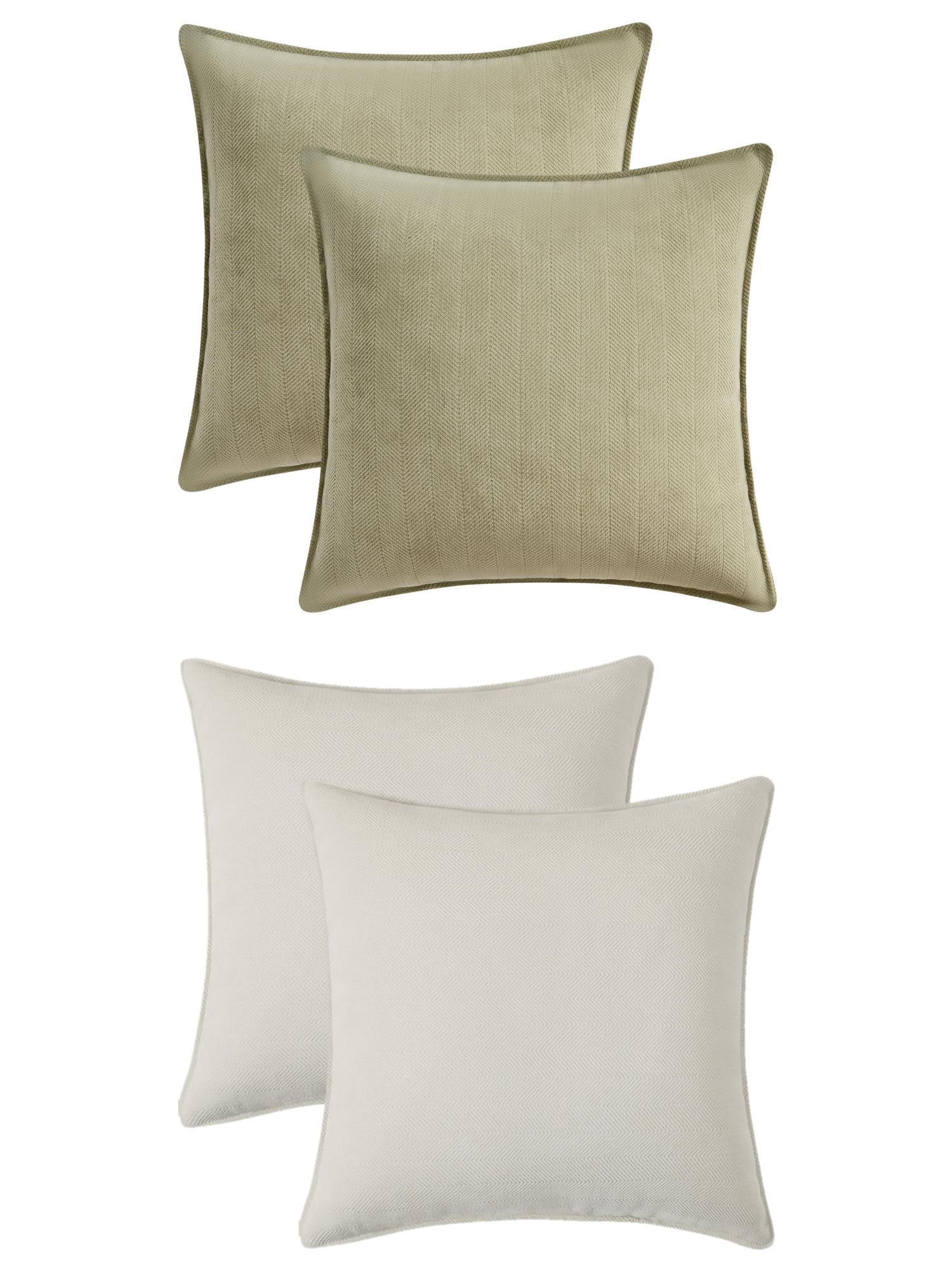 Unique Bargains 4 Pcs Soft Chenille Pillow Covers White/Light Green