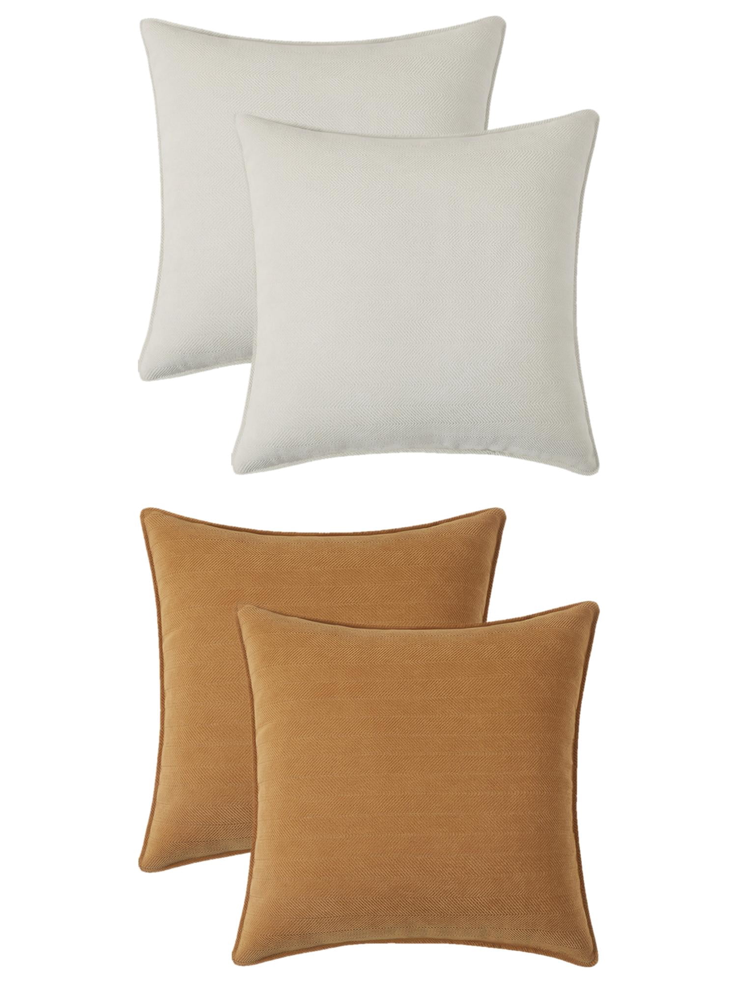 Unique Bargains 4 Pcs Soft Chenille Pillow Covers White/Peru Color