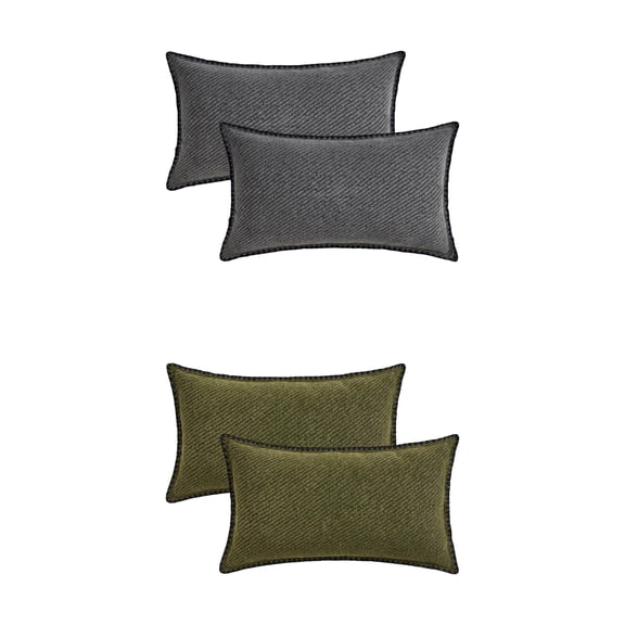 Unique Bargains 4 Pcs Soft Chenille Pillowcase Dark Green/Grey 12" x 20"