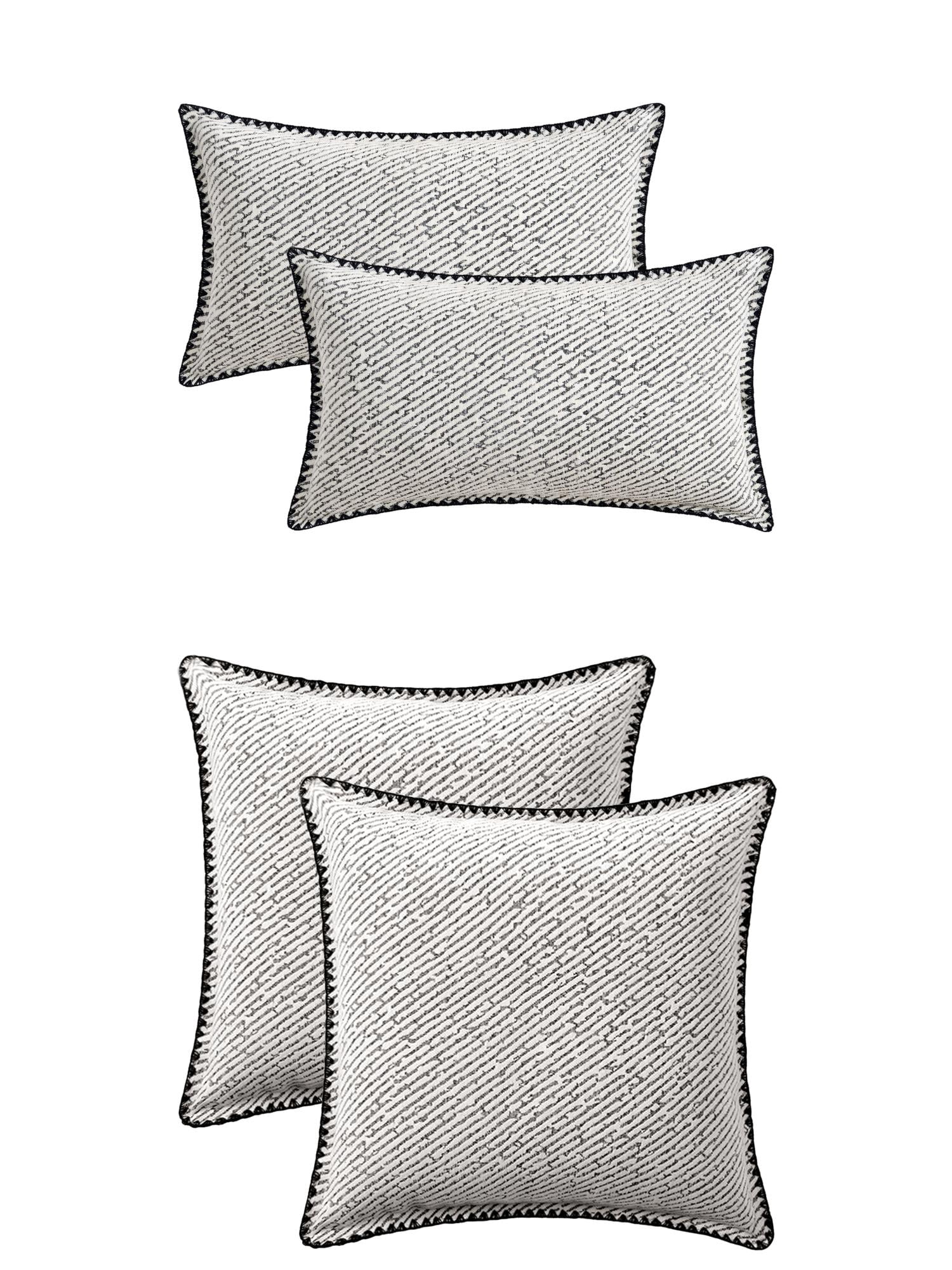 Unique Bargains 4 Pcs Soft Chenille Pillowcase White 12" x 20"/18" x 18"