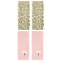 Unique Bargains 4 Pcs Soft Cotton Hand Towels Pink/Khaki 13" x 30"/14" x 30"