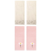 Unique Bargains 4 Pcs Soft Cotton Hands Towels Pink/Camel 13" x 30"/13" x 29"