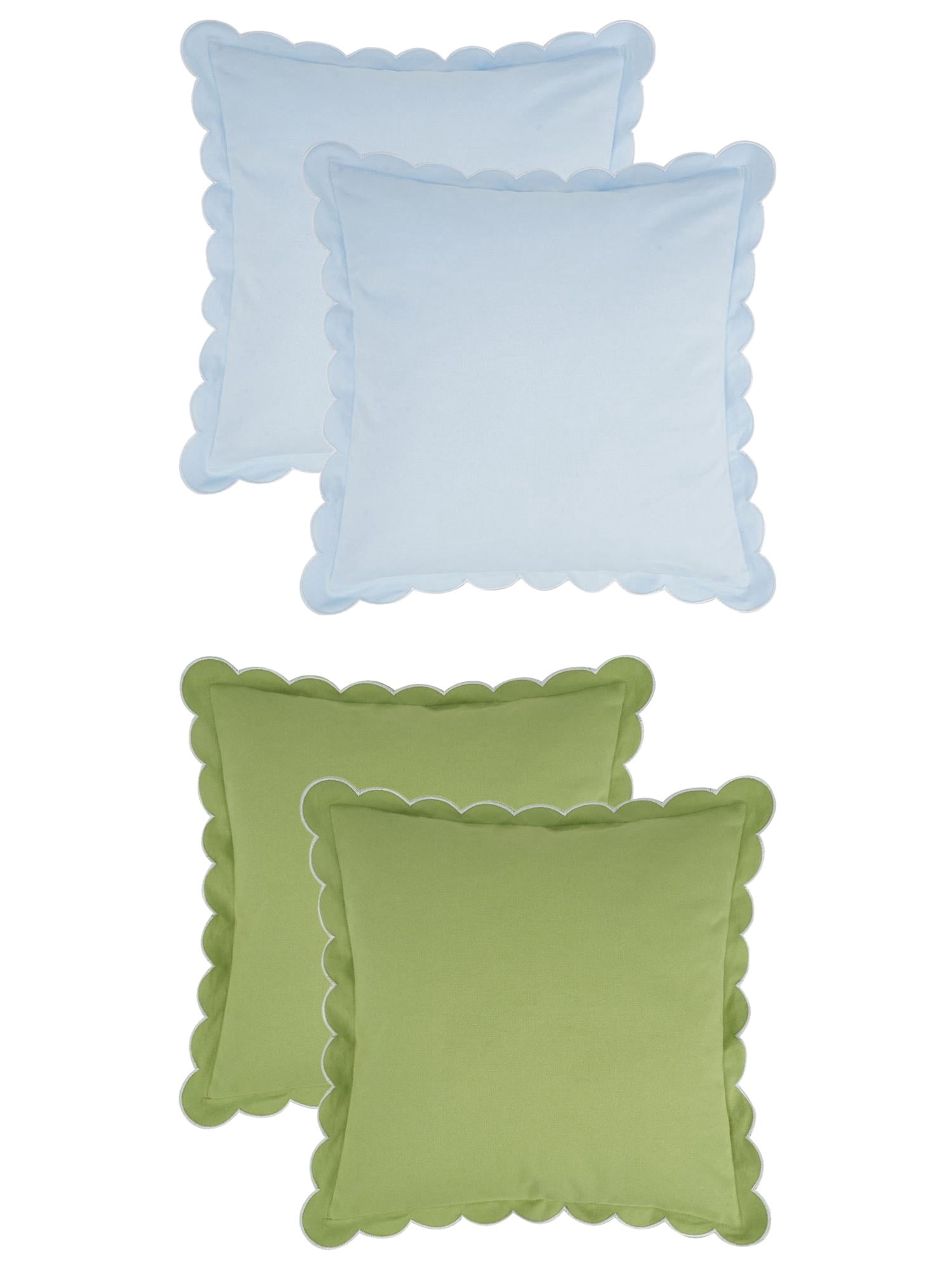 Unique Bargains 4 Pcs Soft Cotton Throw Pillow Covers Blue 18" x 18" Blue/Green