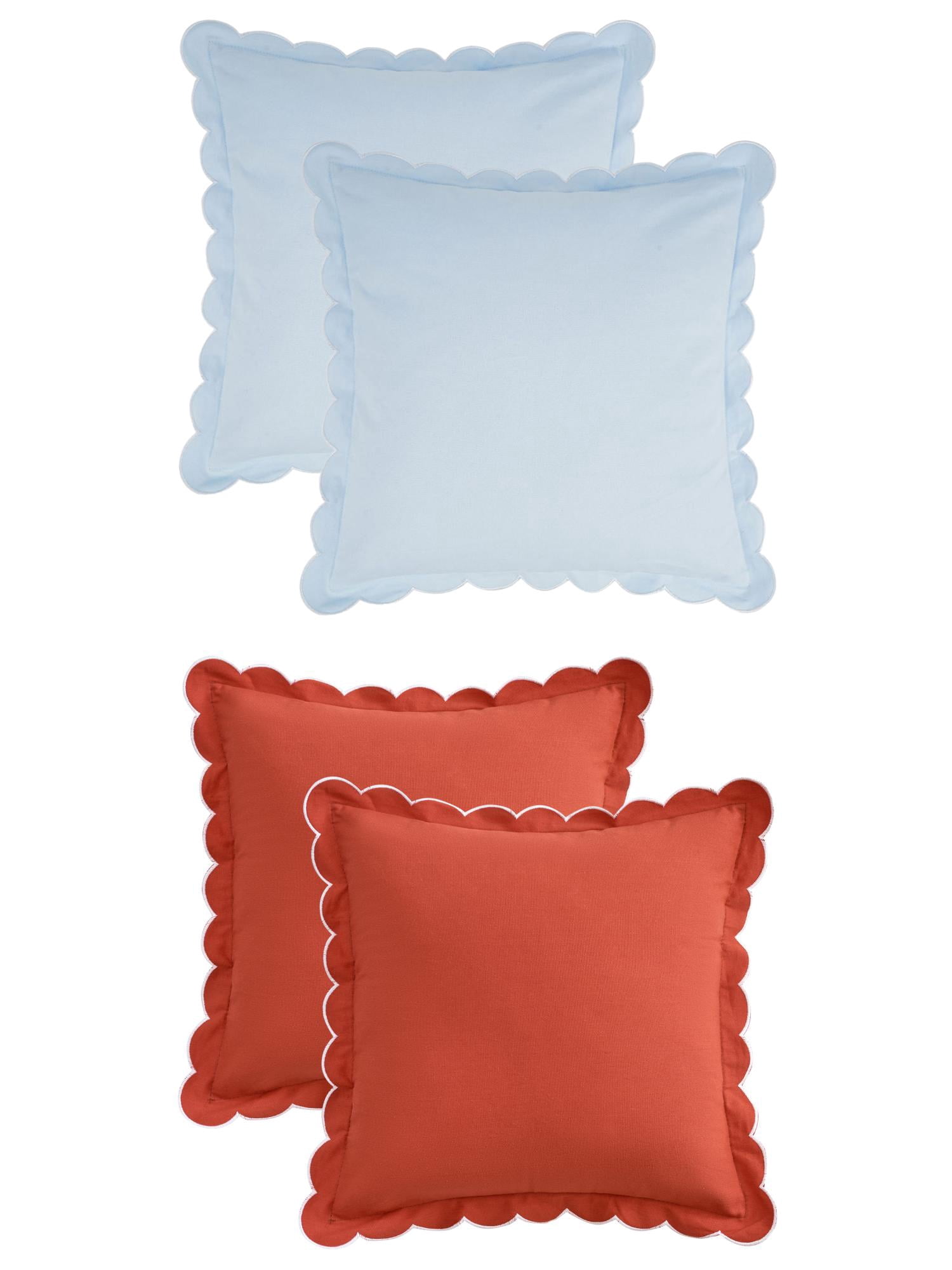 Unique Bargains 4 Pcs Soft Cotton Throw Pillow Covers Blue 18" x 18" Blue/Orange