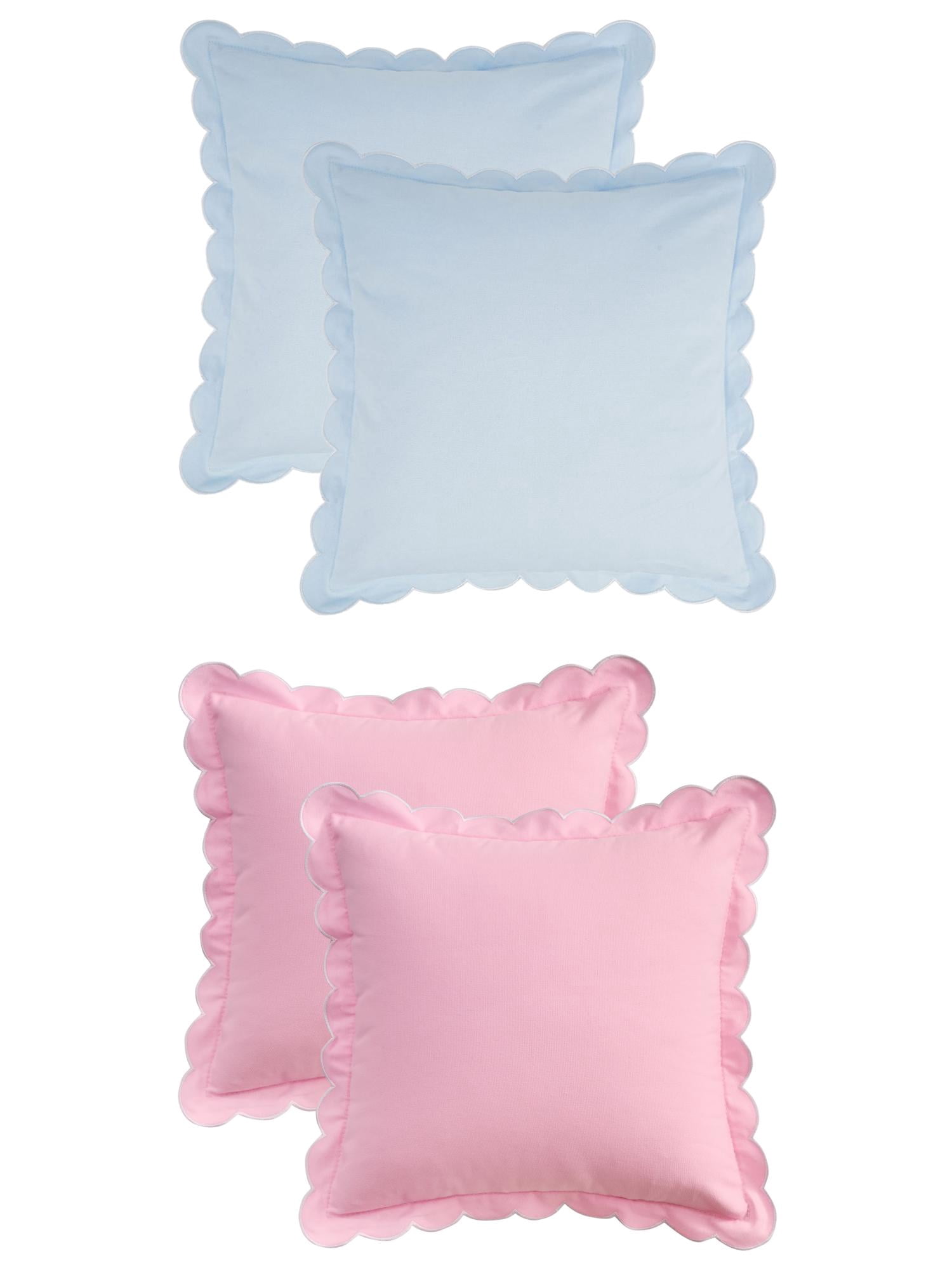 Unique Bargains 4 Pcs Soft Cotton Throw Pillow Covers Blue 18" x 18" Blue/Pink