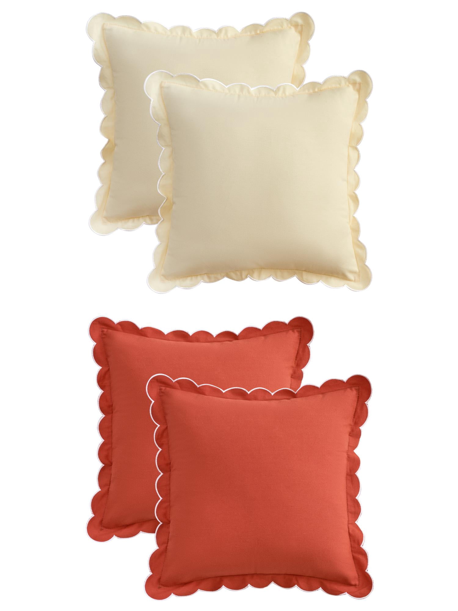 Unique Bargains 4 Pcs Soft Cotton Throw Pillow Covers Blue 18" x 18" Orange/White