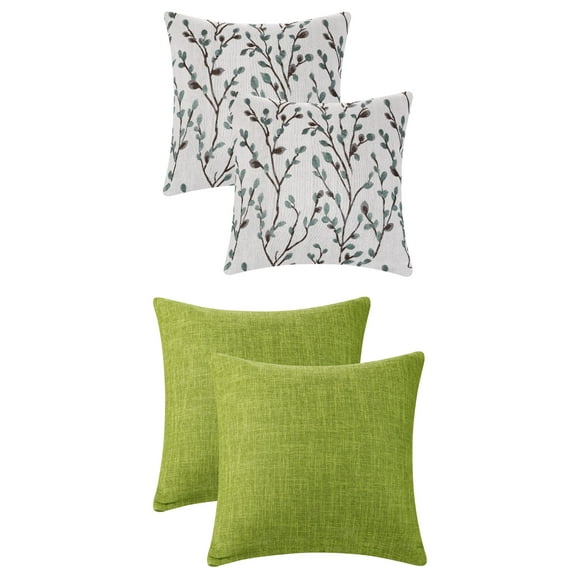 Unique Bargains 4 Pcs Soft Cozy Throw Pillow Covers 18" x 18" Blue Flower/Green