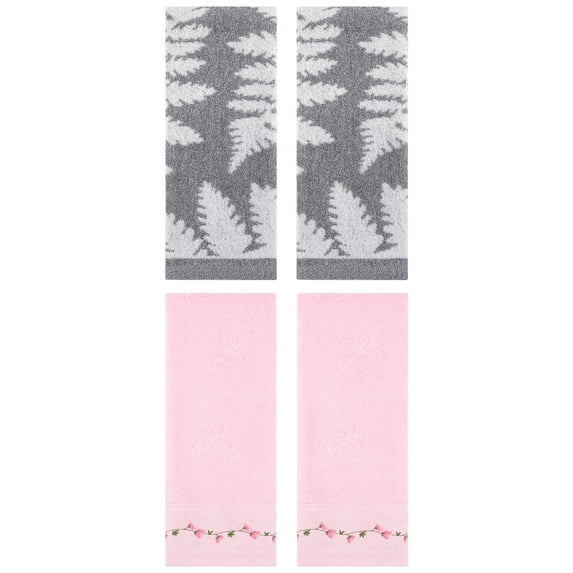 Unique Bargains 4 Pcs Soft Decorative Hand Towels 13 x 29 Inch Blue/Pink