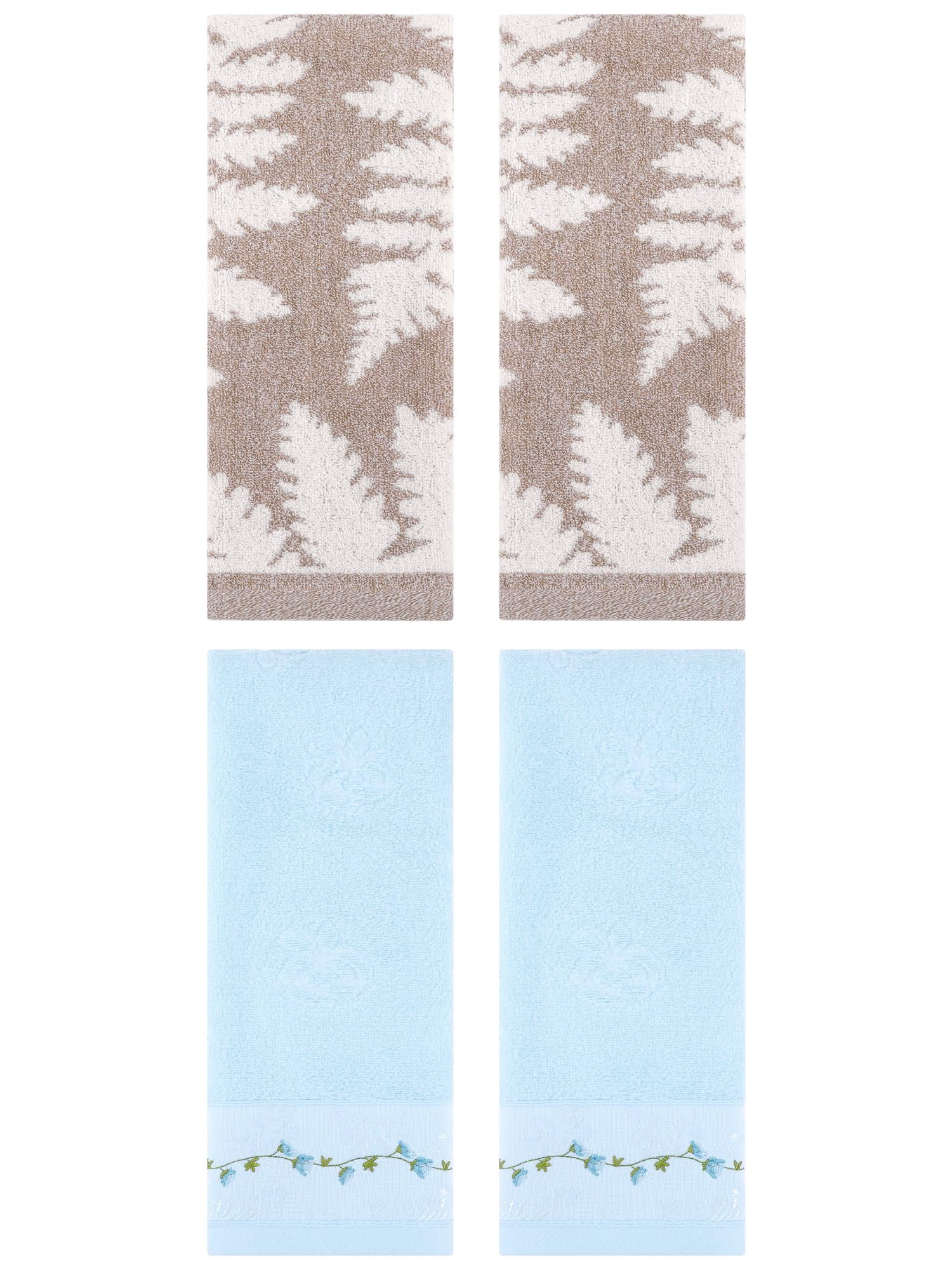Unique Bargains 4 Pcs Soft Decorative Hand Towels 13 x 29 Inch Brown/Blue