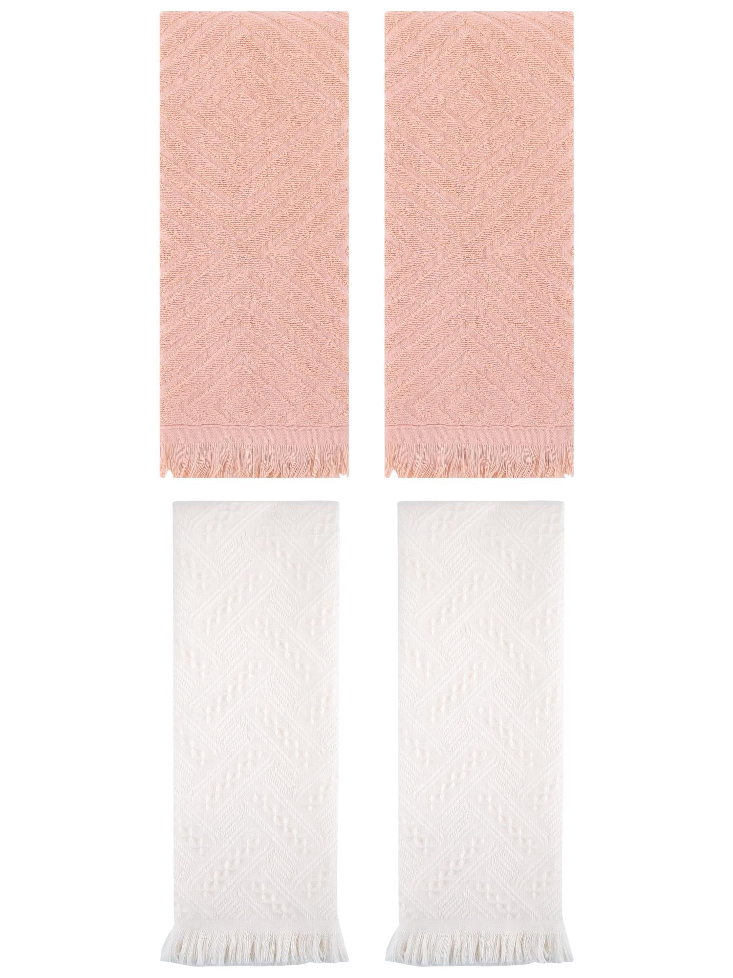 Unique Bargains 4 Pcs Soft Geometric Hand Towels 13" x 29" Orange/White