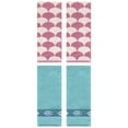 thumbnail image 1 of Unique Bargains 4 Pcs Soft Geometric and Leaves Hand Towel Set 13" x 29" Pink/Lake Blue, 1 of 5