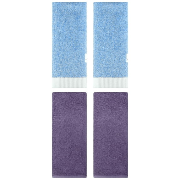Unique Bargains 4 Pcs Soft Hand Towel Set Dark Purple/Blue 13" x 30"/13" x 29"