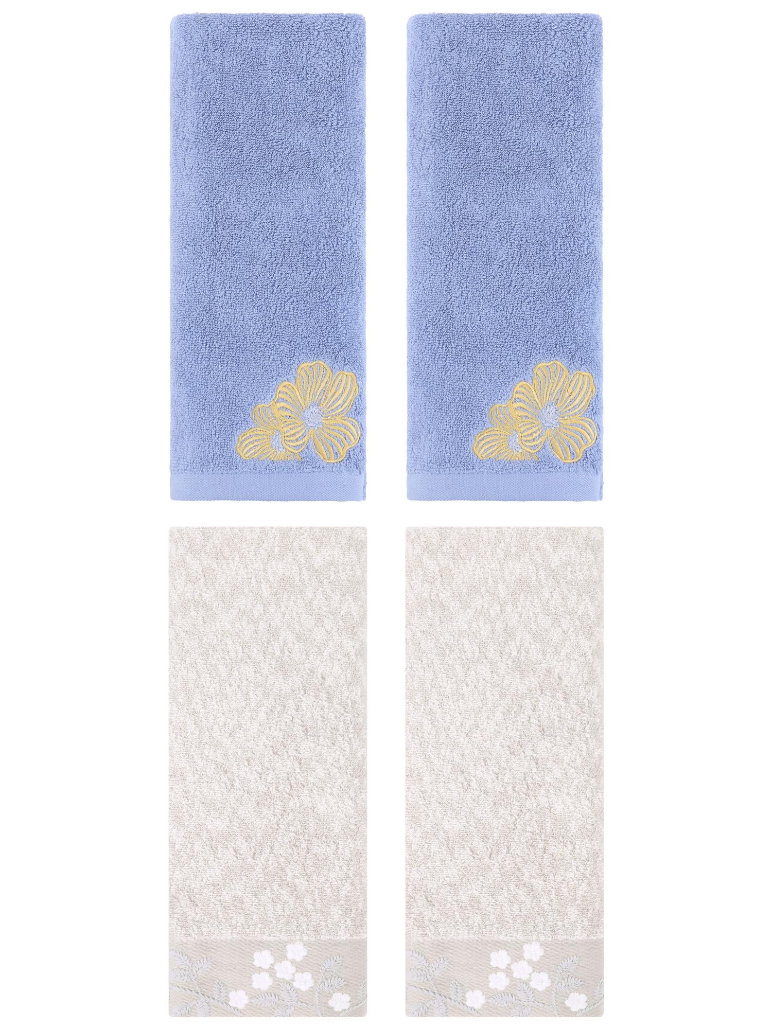 Unique Bargains 4 Pcs Soft Hand Towel Set Light Brown/Light Grey 14" x 28"/14" x 31"