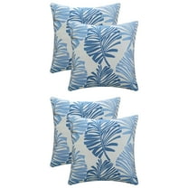 Unique Bargains 4 Pcs Soft Palm Leaf Pattern Cushion Case Blue 18" x 18"/22" x 22"