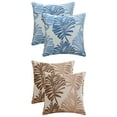 thumbnail image 1 of Unique Bargains 4 Pcs Soft Palm Leaf Pattern Cushion Case Blue/Brown 22" x 22", 1 of 7