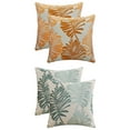 thumbnail image 1 of Unique Bargains 4 Pcs Soft Palm Leaf Pattern Cushion Case Green/Orange 18" x 18", 1 of 7