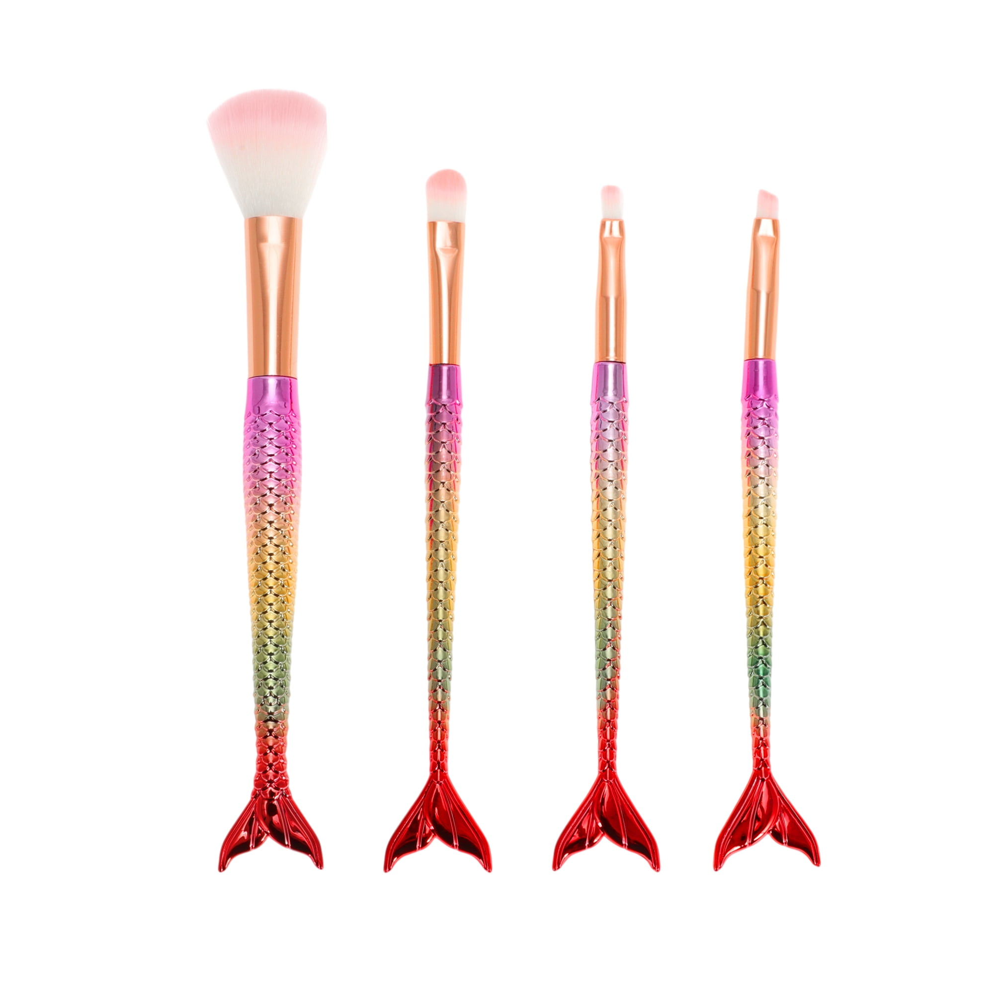 Unique Bargains 4 Pcs Soft Portable Mermaid Makeup Brush Set for Cosmetic Pink