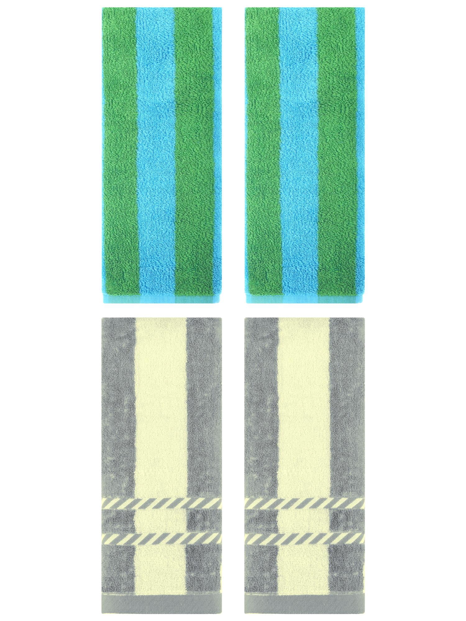 Unique Bargains 4 Pcs Soft Stripe Hand Blue Green/Grey 14" x 30"/15" x 35"