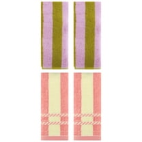 Unique Bargains 4 Pcs Soft Stripe Hand Pink Brown/Pink 14" x 30"/15" x 35"