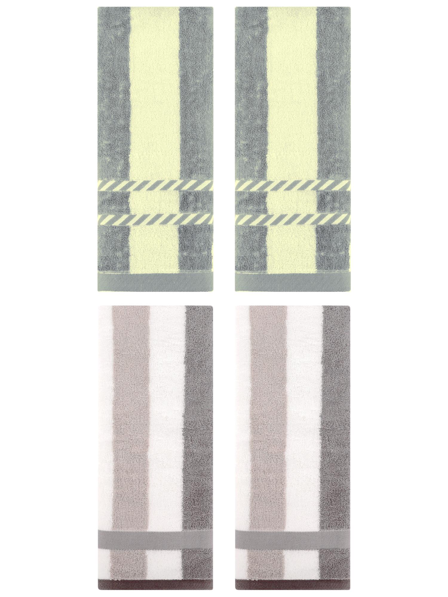 Unique Bargains 4 Pcs Soft Striped Hand Towels Grey 13" x 29"/15" x 35"