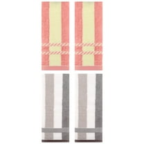 Unique Bargains 4 Pcs Soft Striped Hand Towels Grey/Pink 13" x 29"/15" x 35"