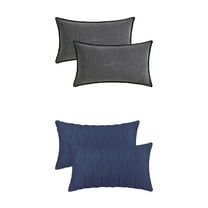 Unique Bargains 4 Pcs Soft Throw Pillow Covers for HomeDark Blue/Grey 12" x 20"