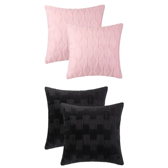 Unique Bargains 4 Pcs Soft Throw Pillow Covers for Living Room Light Pink/Black