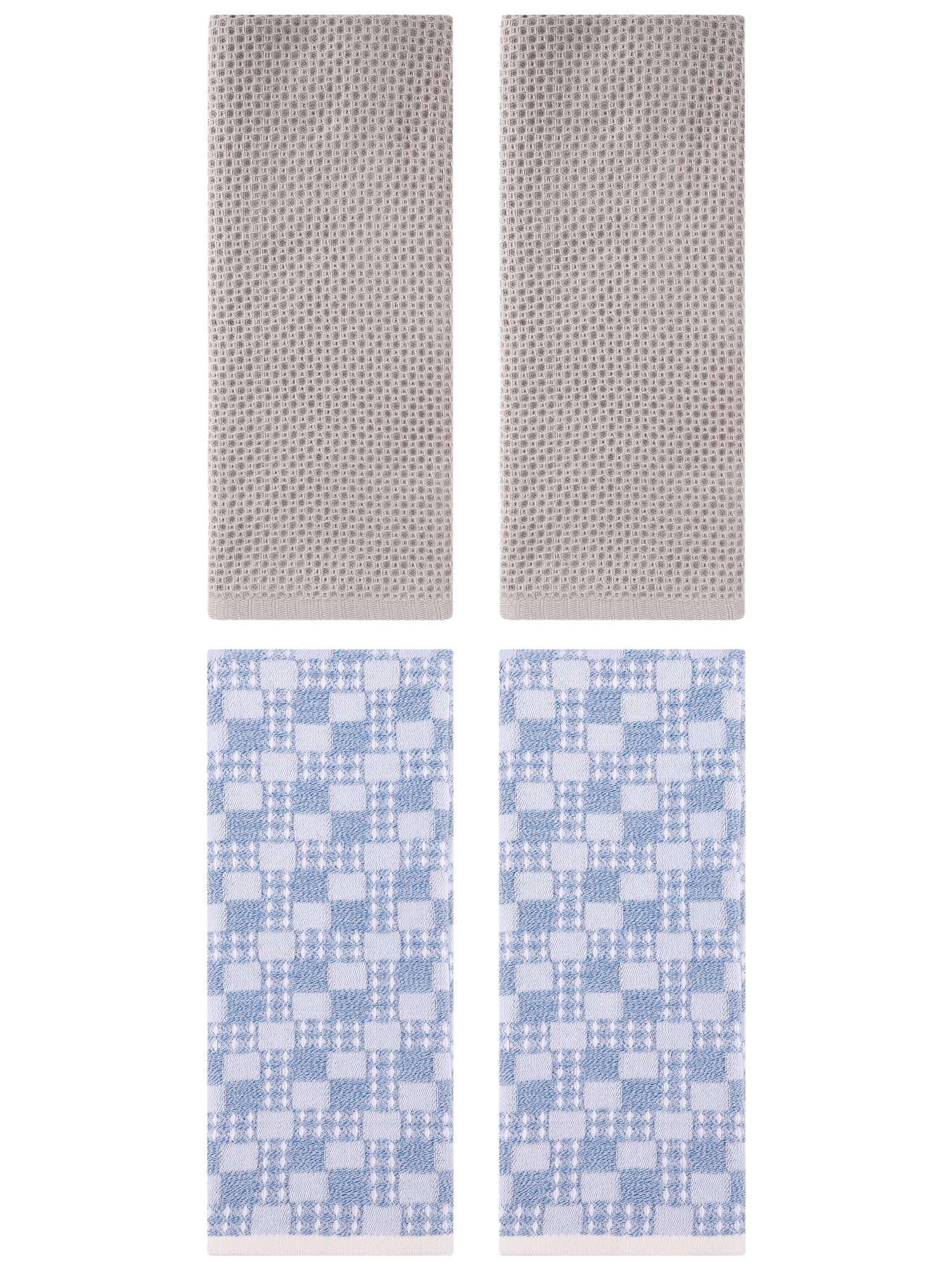 Unique Bargains 4 Pcs Soft Waffle Design Hand Towel Camel/Blue 13" x 30"/13" x 28"