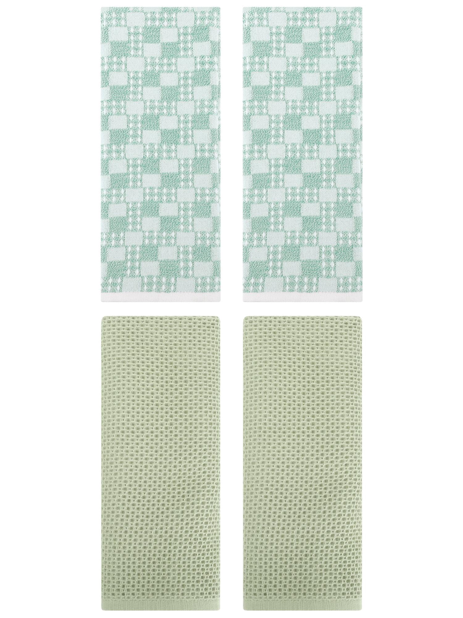 Unique Bargains 4 Pcs Soft Waffle Design Hand Towel Light Green/Green 13" x 30"/13" x 28"