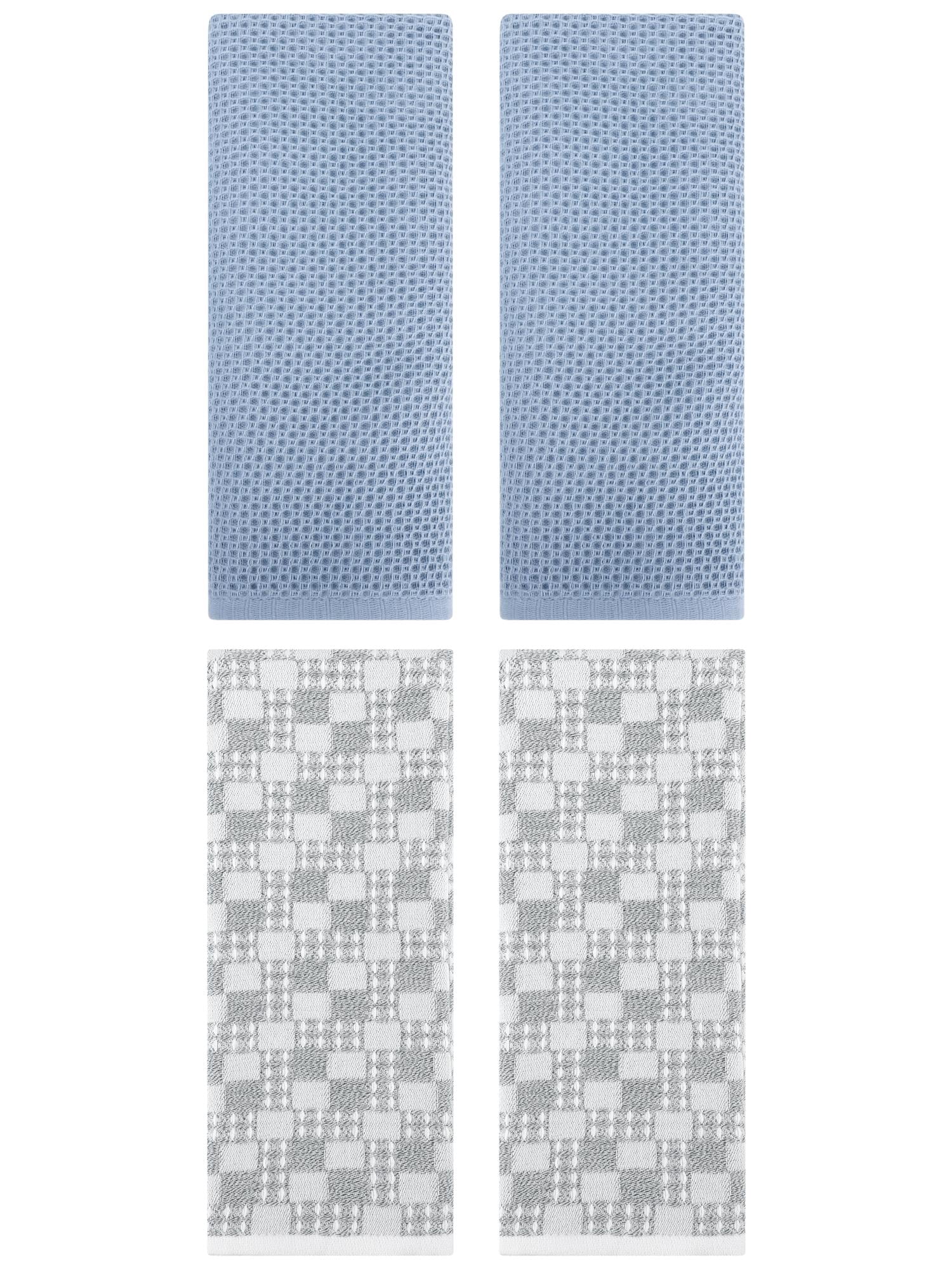 Unique Bargains 4 Pcs Soft Waffle Design Hand Towel Steel Blue/Grey 13" x 30"/13" x 28"