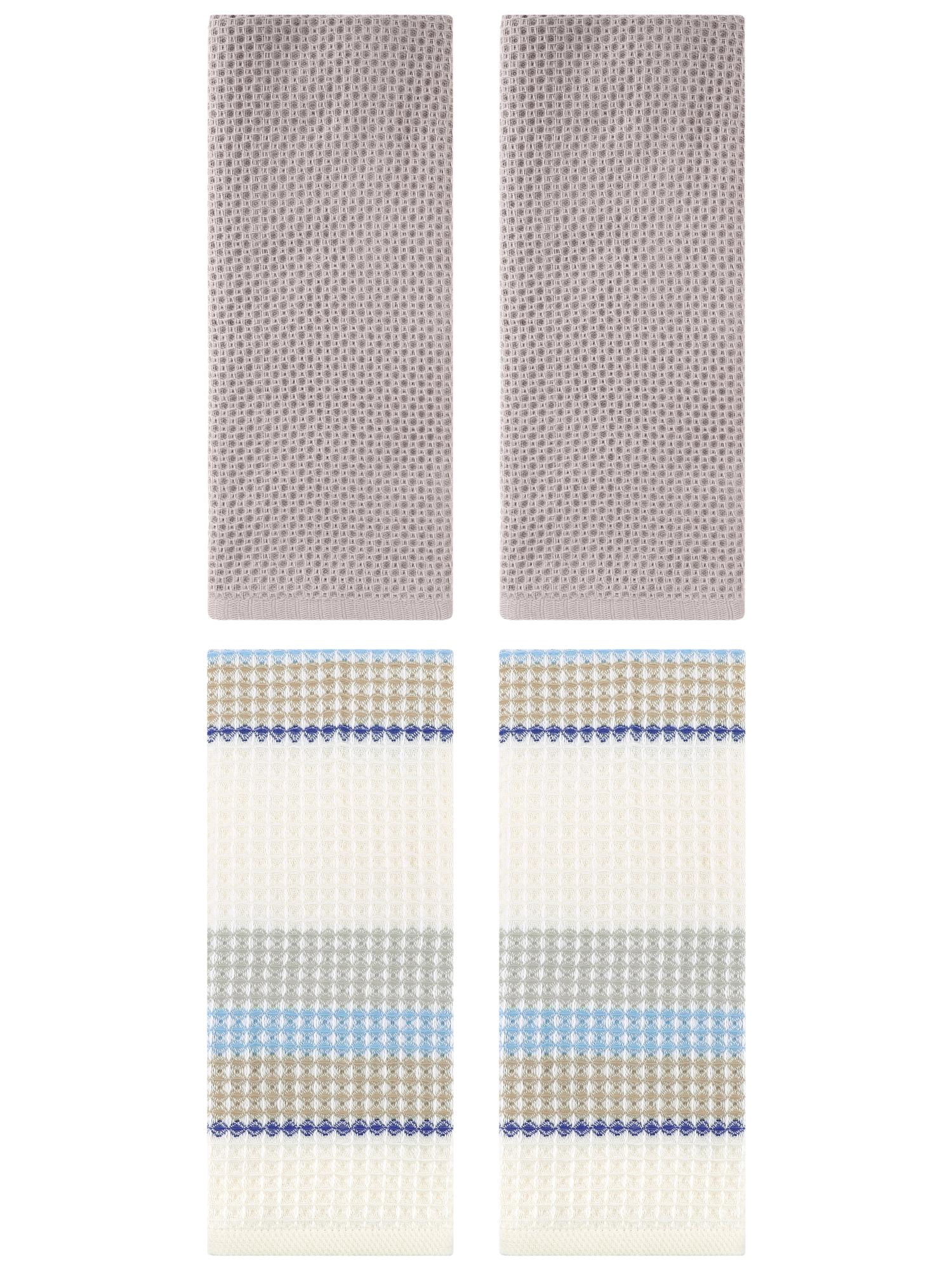Unique Bargains 4 Pcs Soft Waffle Hand Towel Camel/Beige Yellow 13" x 30"/13" x 29"
