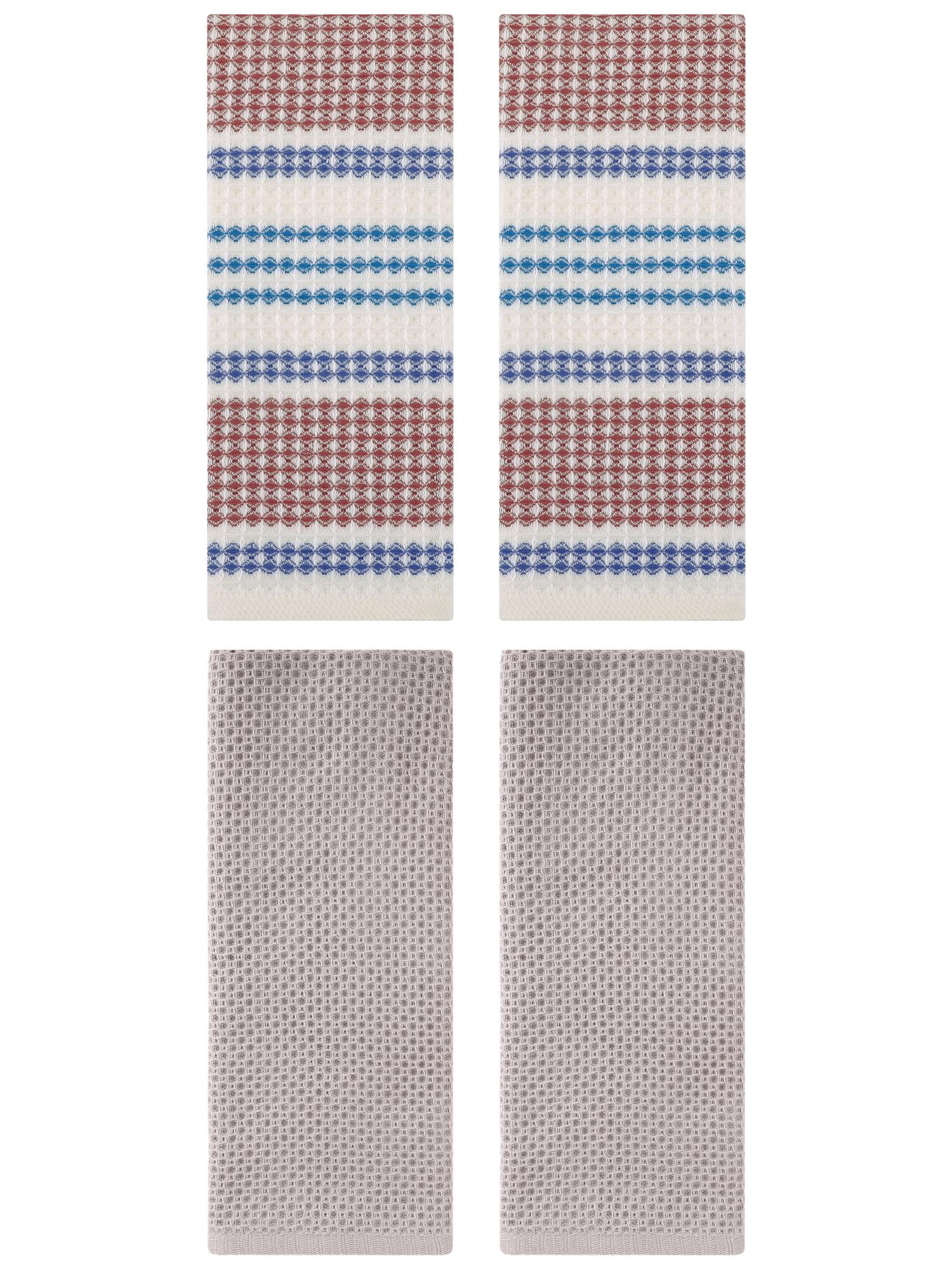Unique Bargains 4 Pcs Soft Waffle Hand Towel Camel/Blue Brown 13" x 30"/13" x 29"