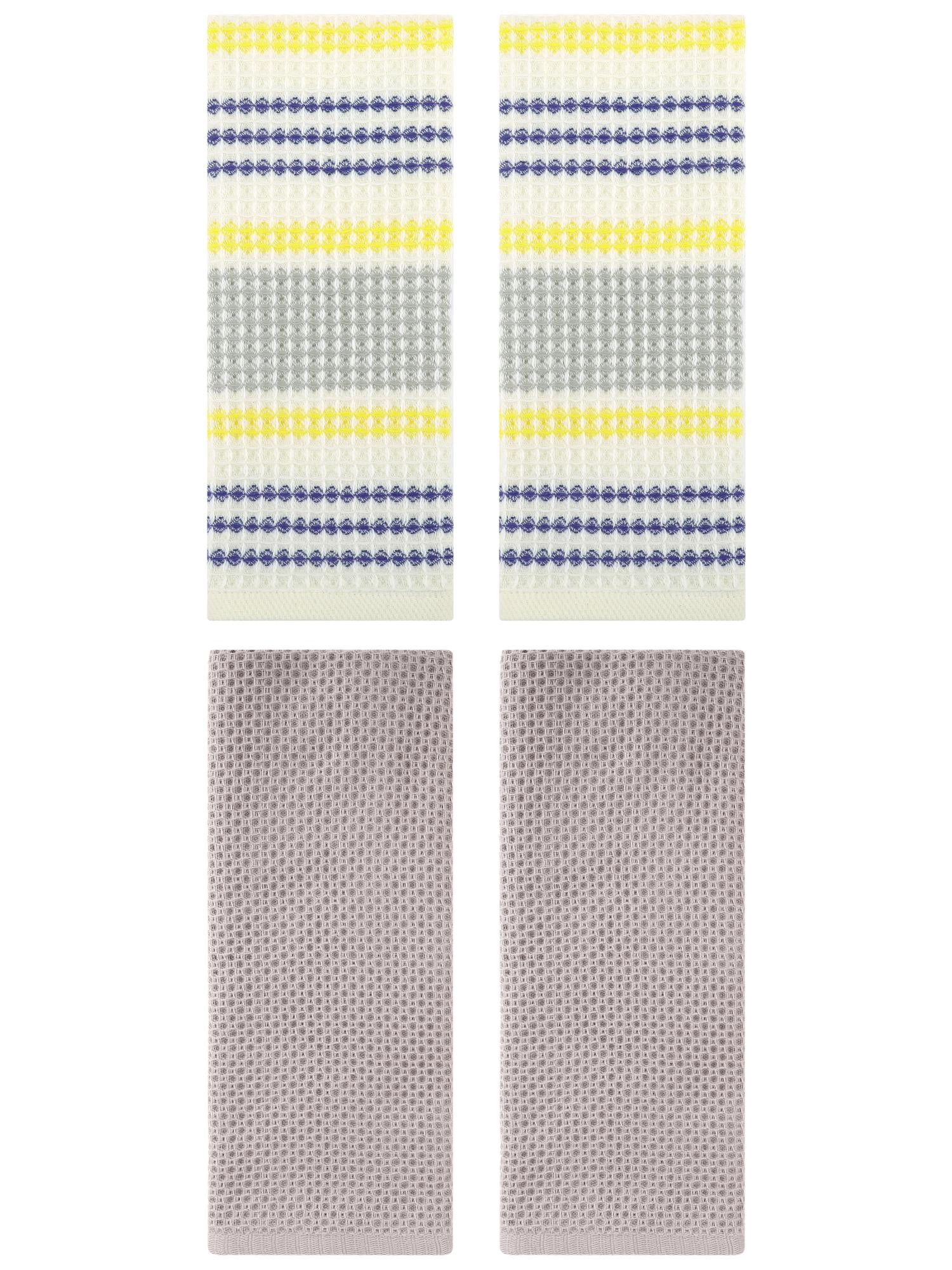 Unique Bargains 4 Pcs Soft Waffle Hand Towel Camel/Blue Yellow 13" x 30"/13" x 29"