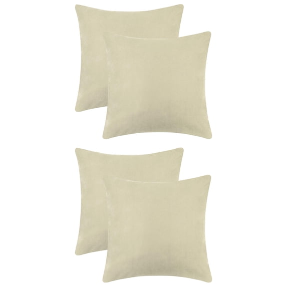 Unique Bargains 4 Pcs Solid Color Pillowcases Hidden Zipper Pillow Covers Beige 20" x 20"