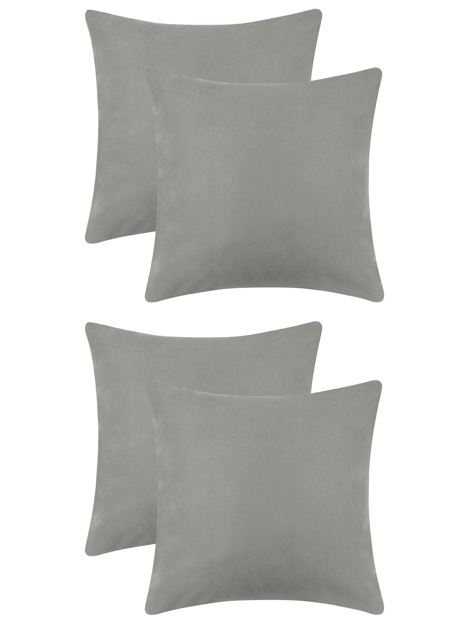 Unique Bargains 4 Pcs Solid Color Pillowcases Hidden Zipper Pillow Covers Gray 20" x 20"