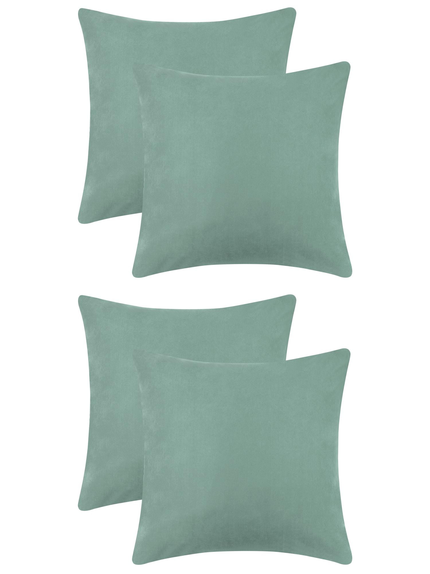 Unique Bargains 4 Pcs Solid Color Pillowcases Hidden Zipper Pillow Covers Mint Blue 16" x 16"/20" x 20"