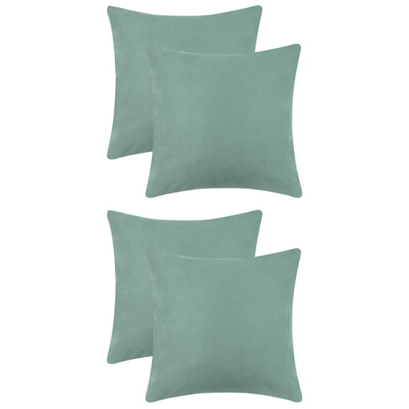 Unique Bargains 4 Pcs Solid Color Pillowcases Hidden Zipper Pillow Covers Mint Blue 20" x 20"