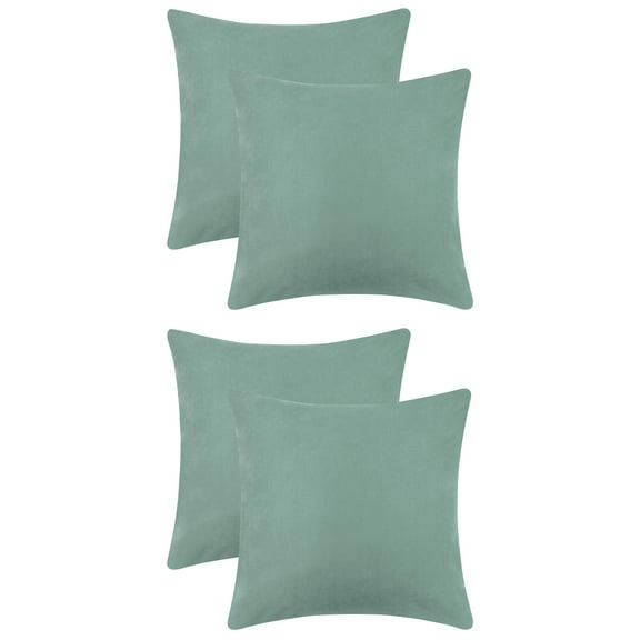Unique Bargains 4 Pcs Solid Color Pillowcases Hidden Zipper Pillow Covers Mint Blue 20" x 20"