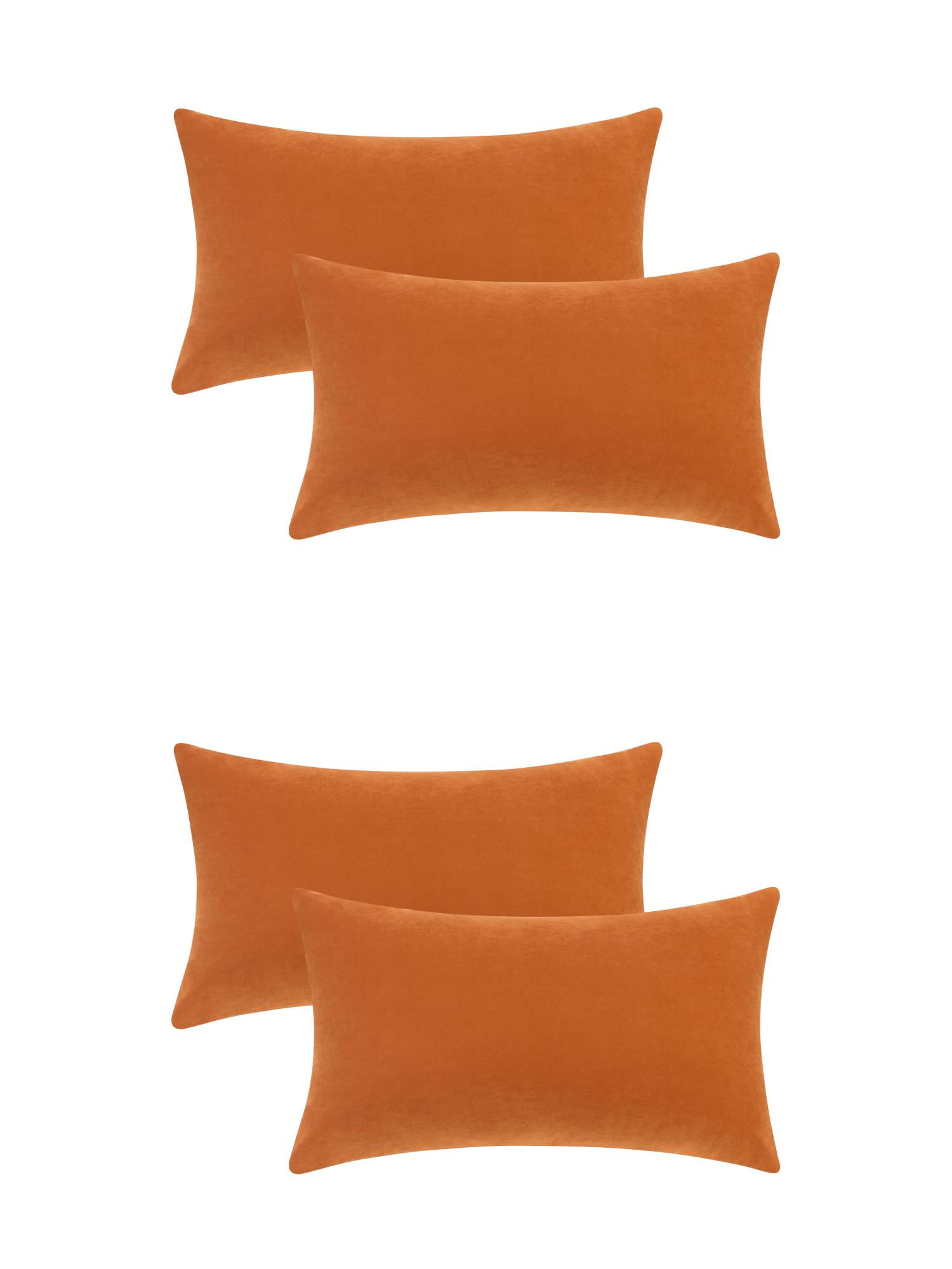 Unique Bargains 4 Pcs Solid Color Pillowcases Hidden Zipper Pillow Covers Orange 12" x 20"