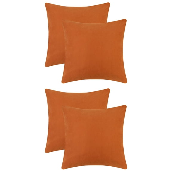 Unique Bargains 4 Pcs Solid Color Pillowcases Hidden Zipper Pillow Covers Orange 16" x 16"