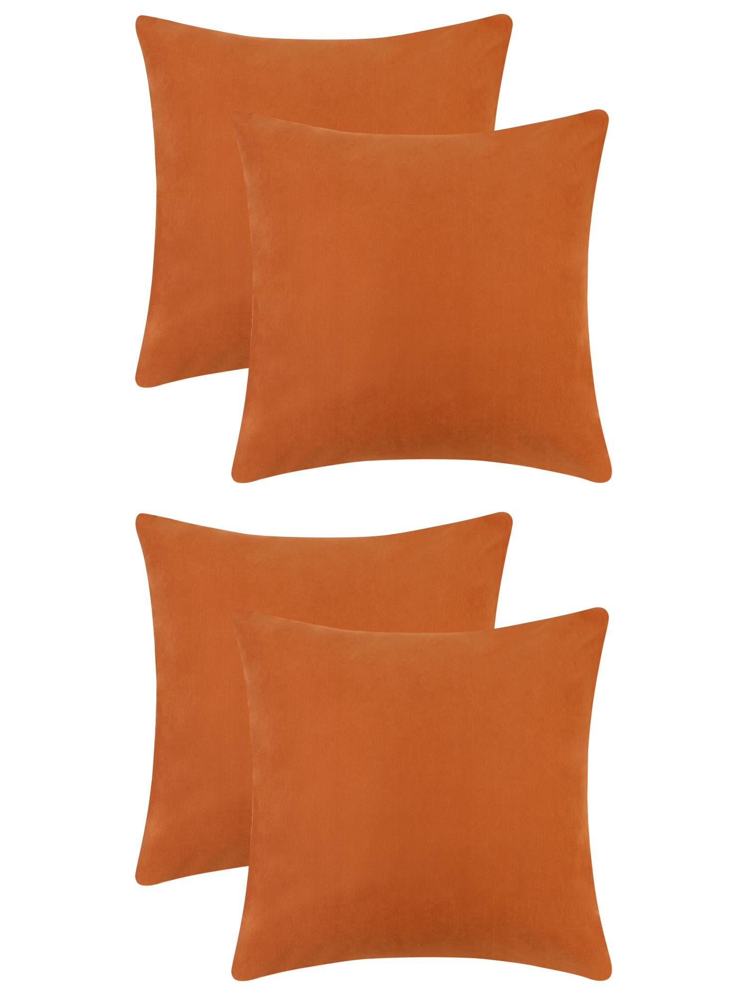 Unique Bargains 4 Pcs Solid Color Pillowcases Hidden Zipper Pillow Covers Orange 20" x 20"